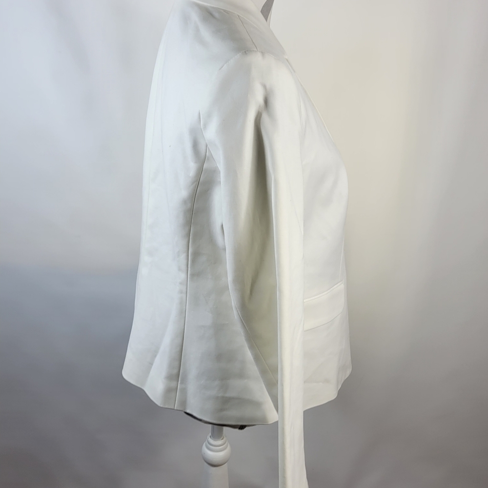 NWT Liz Claiborne Collection White Cotton Blazer Lined Shoulder Pads Size Medium - Picture 7 of 13